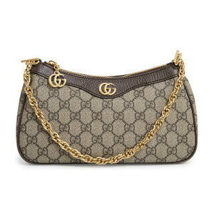 Gucci Ophidia Chain Handbag GG Supreme Leather Beige Ebony Black